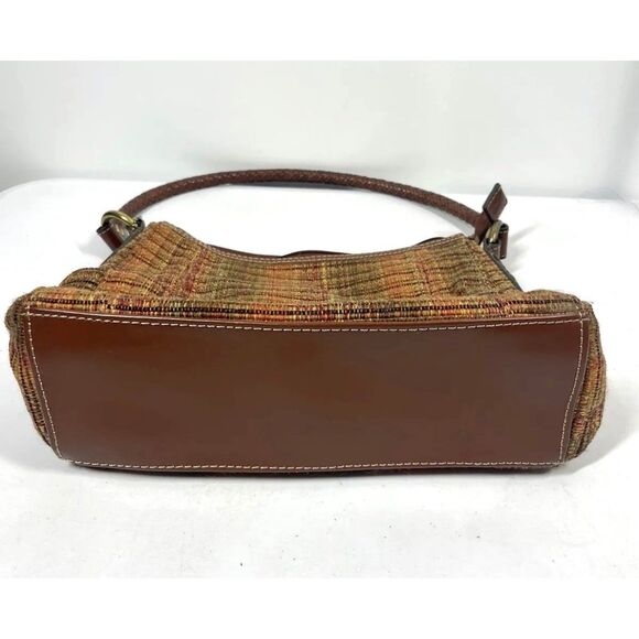 Fossil Ombre Shoulder Bag Orange Brown Red Fabric & Leather Handbag Small - Picture 5 of 6